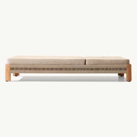 Chaise longue en teck moderne avec coussins - Mobilier d'extérieur durable résistant aux UV pour hôtels, parcs et cours