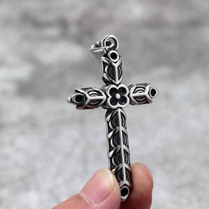 Stainless Steel <b>Cross</b> Pendant Unisex Geometric Asymmetry Design Necklace For Men And Women - Product Image 4