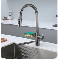 Robinet de cuisine moderne à un trou en acier inoxydable, pulvérisateur à tirette multifonction avec noyau de valve en céramique pour la cuisine