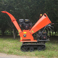 GST120 15HP Penghancur Kayu Bensin Tipe Crawler Kapasitas 120mm Penggerak Sendiri dengan Roda Rantai dan Perlengkapan Pengaman untuk Hutan
