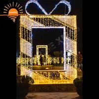 Grand cadre photo LED en forme de boîte cadeau pour centre commercial, motif lumineux extérieur étanche, décoration commerciale de fêtes, en stock