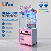 LIFUN 31'' Machine à griffes pour poupées chat de voyage, avec éclairage néon, à monnayeur, attrape-cadeaux et distributeur de prix d'arcade pour centre commercial et salle de jeux