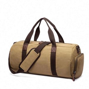 Free Sample New customized large capacity travel luggage bag with shoe <b>box</b>, portable <b>canvas</b> sports and fitness bag - Product Image 1