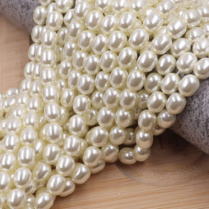 Perles <span class=keywords><strong>en</strong></span> <span class=keywords><strong>verre</strong></span> imitation perle de qualité supérieure, ovales, <span class=keywords><strong>en</strong></span> forme de baril, à fort lustre, pour la fabrication de bijoux DIY, bracelets, mariage, prix d'usine - Product Image 3