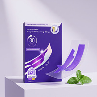 Bandes blanchissantes pour les dents sans peroxyde OEM, couleur violette, avec marque personnalisée, kit de blanchiment des dents 28 paires pour usage domestique