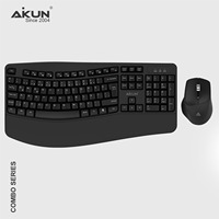 Combo de Teclado y Ratón Inalámbrico Aikun BT9830X con Teclas Wave, Modo Dual de 5.0 y 2.4GHz para Windows Office