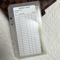 Pochette A6 transparente en PVC souple sans fermeture éclair pour système de budget, avec double poche pour espèces, de haute qualité