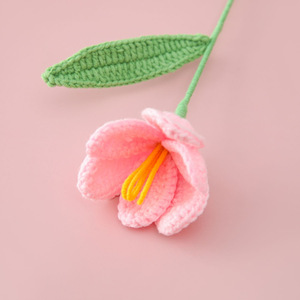 Knitted Crochet Handmade Artificial <b>Flower</b> Knit Tulip <b>Flowers</b> Floral Arrangements for Home Office Wedding Deco - Product Image 3