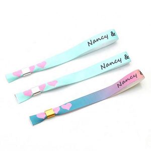 Custom Adjustable Eco-Friendly Handmade Fabric Festival Event Woven <b>Bead</b> Wristband with Logo and Custom Color - Product Image 3