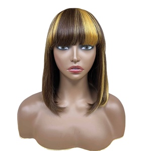 Wholesale Brazilian Remy Human Hair Dark Color Straight Fringe <b>Bob</b> <b>Wig</b> Short 12-Inch - Product Image 1