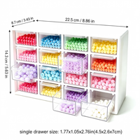 Mini organisateur de bureau avec 16 tiroirs amovibles, organisateur de tiroirs de bureau en plastique transparent pour bricolage, cosmétiques, bijoux