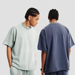 Venta al por mayor personalizado peso pesado 100% algodón camiseta de alta calidad en blanco lavado ácido de gran tamaño Vintage lavado camisetas de los hombres - Product Image 3