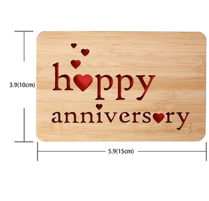 Tarjeta de felicitación de madera de bambú Tarjeta de aniversario de bodas y regalo de San Valentín para esposas y maridos - Product Image 5