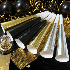 Cornets <span class=keywords><strong>de</strong></span> fête en papier métallisé or, noir et argent, pour le réveillon du Nouvel <span class=keywords><strong>An</strong></span> et les fêtes d'anniversaire - Product Image 1