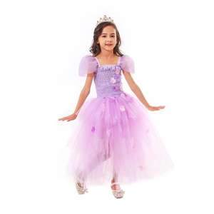 Nouveau Design <span class=keywords><strong>Isabella</strong></span> Cos Costumes Violet Tulle Manches Bouffantes Fille Robes 6 À 14 Ans - Product Image 4