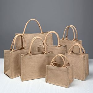 High Quality Custom Small Reusable Shopping Grocery Burlap Jute Tote Bag Plain Wholesale With Custom Printed Logo - Product Image 2