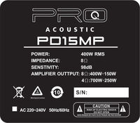 Sandy PD15MP, enceinte de monitoring active à deux voies de 15 pouces, pleine gamme, avec amplificateur 800W+150W pour DJ, spectacles en direct, systèmes de sonorisation de scène