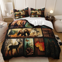 Parure de lit Housse de couette motif Ours Cerf pour la chasse, en microfibre, pour hôtels et hôpitaux
