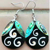 Boucles d'oreilles en coquille d'ormeau de Nouvelle-Zélande pour femmes et hommes Style classique avec pendentifs en cuivre