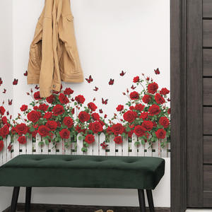 ملصقات جدارية على شكل وردة حمراء، تصنيع ملصقات ثلاثية الأبعاد على شكل فراشات للسياج، ملصقات جدارية مقاومة للماء من البي في سي لغرفة المعيشة والحمام - Product Image 2