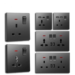 Interruptor de Pared Eléctrico Universal Gris de 13A para Reino Unido, 2 Puertos USB, 2 Puertos Tipo-C, 4 Tomas de Corriente, IP20, para Control de Ventilador y Lámpara con Regulación - Product Image 3