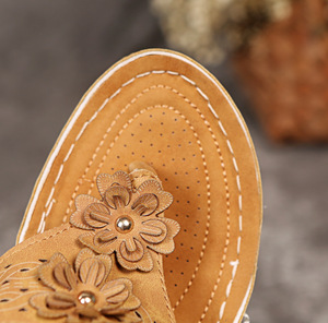 Nuovi <span class=keywords><strong>Sandali</strong></span> Estivi da <span class=keywords><strong>Donna</strong></span> con Plateau Grande, Design Floreale, Scarpe Casual Slip-on - Product Image 4