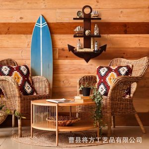 <b>Wall</b> <b>Mounted</b> Wooden Anchor <b>Shelf</b> 3 Tier Storage Rack For Nautical Decor - Product Image 2
