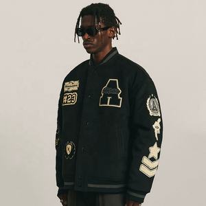 Мужская шерстяная бейсбольная куртка с вышивкой - Product Image 2