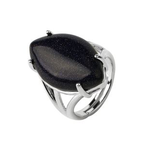 Anello di arenaria blu a forma di pera anello di fidanzamento blu pietra d'oro gioiello di cristallo promessa anello regalo unico - Product Image 2