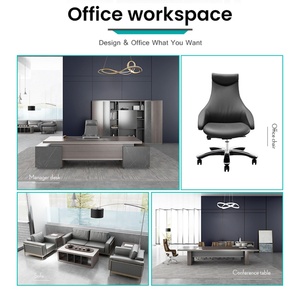 High Quality Executive Office <b>Desk</b> for Chairman Classic Wood Minimal Design Brown Wood Finish and Office Storage Cabinets - Product Image 3