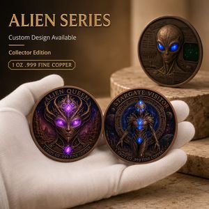 Koin Tembaga Murni 999 1 oz Seri Alien Berwarna Efek Cahaya High-Relief  Dunia Semesta Warna-warni Edisi Kolektor Koin Tembaga - Product Image 2