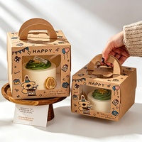 Boîte à pâtisserie, emballage pour desserts, impression de logo personnalisé, emballage cadeau pour les fêtes, boîte à gâteau d'anniversaire, fenêtre transparente en PET, poignée portable