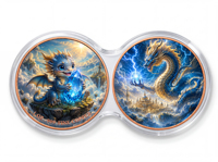 Pièce de monnaie en cuivre pur 999 de 1 oz, lot de 2, capsule Infinity, haute relief 3D, couleur UV, édition collector colorée
