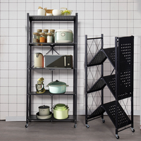 Étagère pliable en métal robuste avec protection contre la corrosion, 3 niveaux, capacité de charge de 30 kg, pour la maison, la cuisine, le garage, le rangement