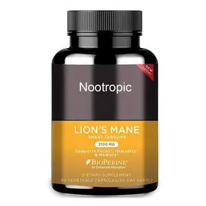 Nootropic Lions Mane Mushroom Capsules Vitamin B12 Reduce Depression and Anxiety Boost Memory Brain Supplement