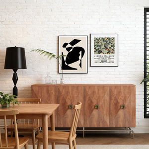 ตู้ข้างสไตล์นอร์ดิกวินเทจ ทำจากไม้โอ๊ค/ไม้สนรีไซเคิล สำหรับห้องนั่งเล่น ตู้ข้างไม้หรูหราสีวอลนัท โต๊ะบุฟเฟ่ต์ ตู้เก็บของ ตู้ข้างสำหรับห้องครัว - Product Image 1