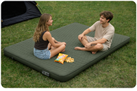 Matelas de camping auto-gonflant en mousse avec pompe électrique intégrée, beige, mousse extensible 3D