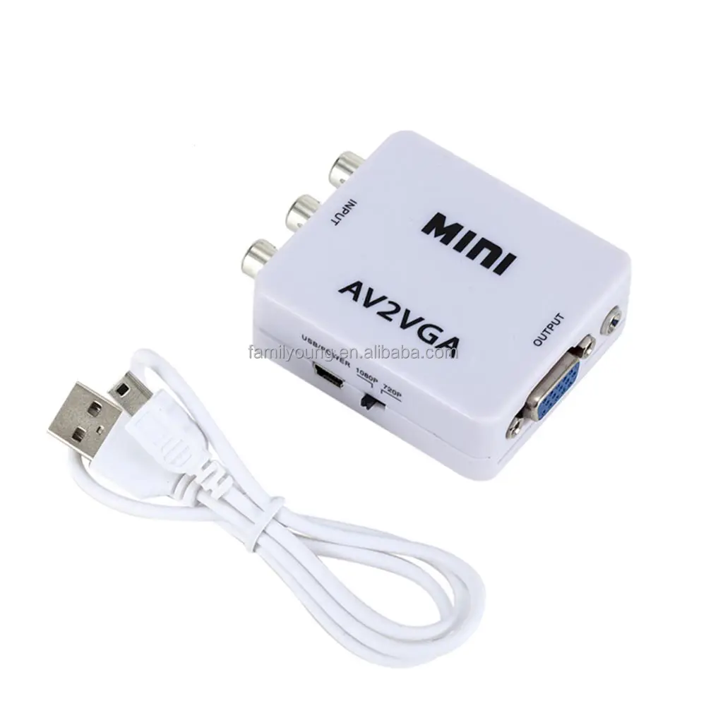 Mini 1080P AV2VGA Video Convertor RCA CVBS AV to VGA Video Converter Adapter with 3.5mm Audio Output For TV Box PC Monitor HDTV