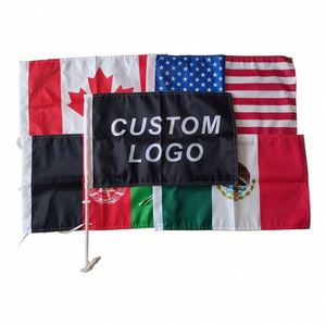 Double-Sided 30x45cm Durable Polyester Car Window <b>Flag</b> with Pole Holder for Mexican/Canadian/US/Albanian/American Diplomatic Use - Product Image 2