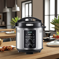 Friteuse à air électrique intelligente en acier inoxydable et autocuiseur 2-en-1 multifonction avec écran LCD pour usage domestique
