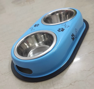 ชามอาหารสัตว์เลี้ยง 2 in 1 ชามอาหารคู่พร้อมชามน้ำสำหรับสุนัข แมว ลูกสุนัข และลูกแมว ทำความสะอาดง่าย สำหรับการให้อาหารประจำวัน - Product Image 1