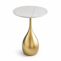 Table basse moderne en dalle de roche dorée avec piétement sculptural en fer, portable pour salon et hôtel, OEM ODM