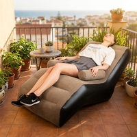 Canapé gonflable Type-S, nouveau style décontracté, pour la sieste du midi, chaise longue ondulée en forme de S, créative, floquée, à bascule, en PVC écologique, moderne