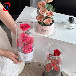 Boîte à fleurs en acrylique Porte-eau Pots à roses transparents Support-<span class=keywords><strong>Vase</strong></span> à <span class=keywords><strong>tube</strong></span> cylindrique décoratif Cadeau Boîte à fleurs roses - Product Image 5