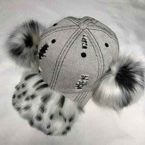Casquettes de baseball à la mode Chapeaux Pompons uniques Casquette à motif pointillé à bord en fourrure pour spectacles de concert Danse - Product Image 5