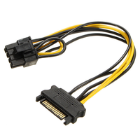 Cable Adaptador de Alimentación HK-HHT de Alta Calidad, SATA de 15 Pines a 8 Pines (6+2), 18AWG, 20cm, para Tarjeta Gráfica Electrónica