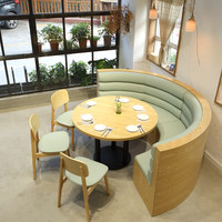 Ensembles de restaurant modernes et minimalistes en bois massif, personnalisables, pour cafés et salles à manger rapide, avec banquettes murales de style canapé