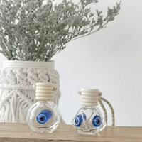 Diffuseur de voiture artisanal 8 ml, motif œil turc, en verre transparent avec bouchon en bois, flacon de parfum vide pour la maison et la décoration automobile