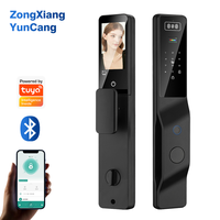 Serrure de porte intelligente Tuya avec reconnaissance faciale et empreintes digitales, contrôle par application, sécurité biométrique, méthodes de déverrouillage multiples, serrure intelligente moderne