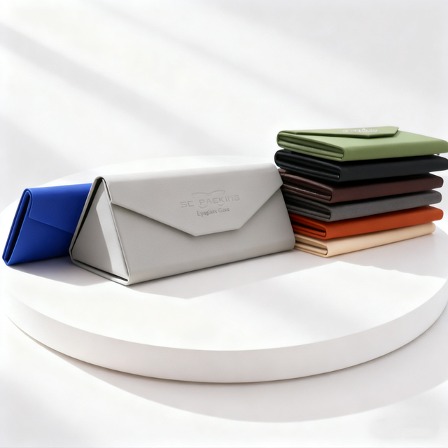 High Quality Spectacle case Luxury Sunglass case Custom logo Leather Handmade Folding Glasses case Custom logo
